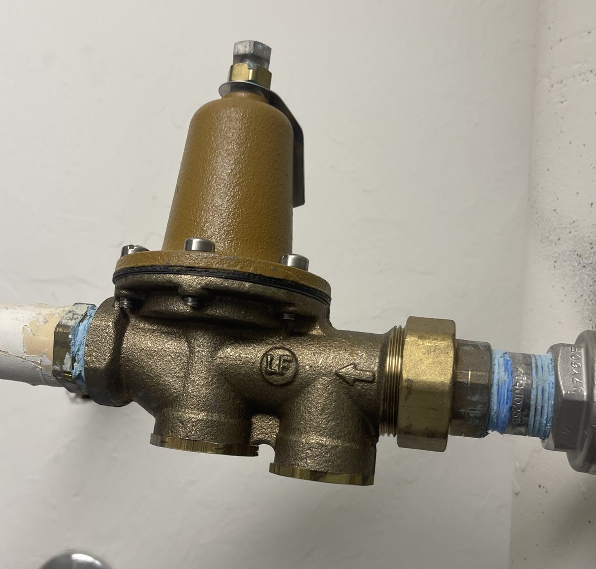 PRV installed upright — correct orientation